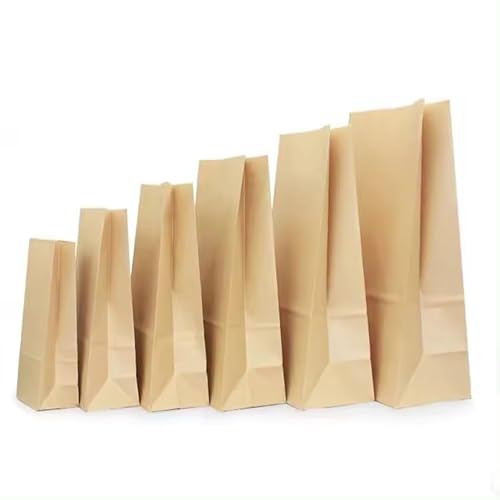 Papiertüten zum Mitnehmen, wählen Sie Ihre Größe, braune Kraftpapiertüten mit Griffen, für Lebensmittel, Einkaufen, Lebensmittel, zum Einkaufen, für Sandwiches, 38 x 21 x 10 cm, 50 Stück (greifen) von J4 Packaging