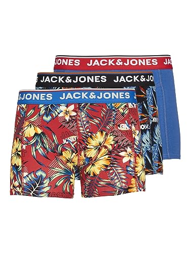 JACK & JONES Herren Boxershort JACAZORES Trunks 3er Pack S M L XL XXL, Größe:M, Farbe:Black Pompain red - Blue lolite 12228458 JACK & JONES Herren Boxershort JACAZORES Trunks 3er Pack S M L XL XXL, Größe:M, Farbe:Black Pompain red - Blue lolite 12228458 von JACK & JONES