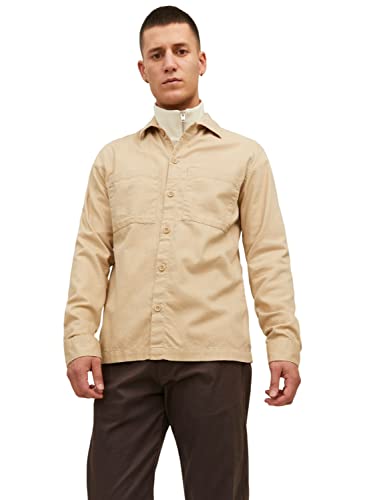 JACK&JONES Hemd Langarm Übergangs Shirt mit Knopfleiste Shacket Oberteil JPRPETE, Größe Hemd:M,Farben:Sand JACK&JONES Hemd Langarm Übergangs Shirt mit Knopfleiste Shacket Oberteil JPRPETE, Größe Hemd:M,Farben:Sand von JACK & JONES