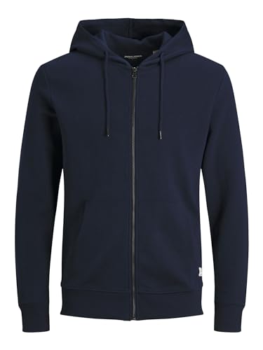 JACK & JONES Herren Hoodie Kapuzenpullover JJEBASIC Zip - Regular Fit Plussize, Größe:7XL, Farbe:Navy Blazer 12182493 von JACK & JONES