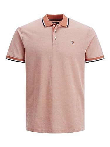 JACK & JONES Herren Pique Textured Kurzarm Poloshirt - Apricot Brandy - S von JACK & JONES