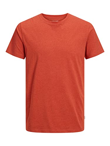 Jack & Jones Herren Jjeorganic Melange Tee O-Neck Noos T-Shirt, Cinnabar, M EU von JACK & JONES