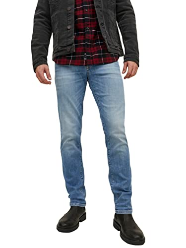 JACK & JONES Herren Jeans JJITIM JJDAVIS JJ 074 - Slim Fit - Blau - Blue Denim, Größe:30W / 32L, Farbvariante:Blue Denim 12229815 von JACK & JONES