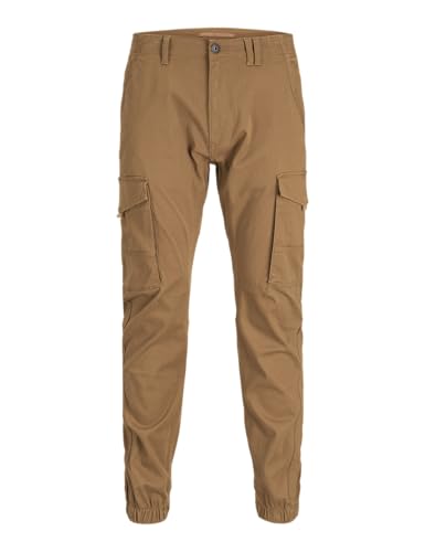 JACK & JONES Herren Hose Cargohose Stoffhose Paul Flake Cargo Noos, Farbe:Braun, Artikel:-Rubber, Länge:32, Größe:32 von JACK & JONES