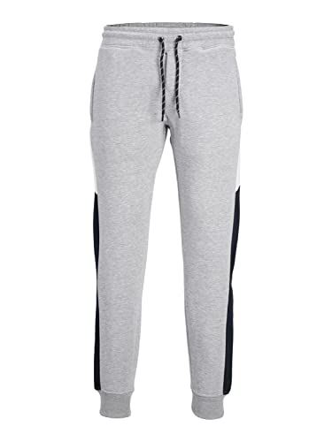 JACK & JONES Herren Jpstwill Jjreid Blocking Sweat Pant Sn Jogginghose, Light Grey Melange, XXL EU von JACK & JONES