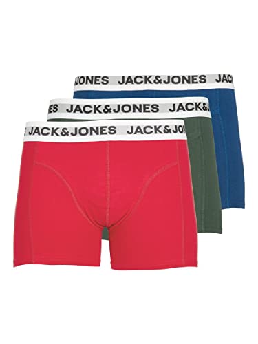 JACK & JONES Herren Boxershort JACRIKKI TRUNKS 3er Pack Rot Blau Grün S - XXL, Größe:M, Farbe:Sycamore Estate blue - Scarlet smile 12228454 von JACK & JONES