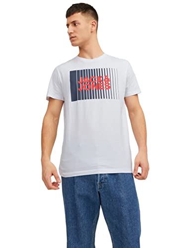 JACK & JONES Herren Rundhals T-Shirt JJECORP LOGO - Regular Fit S M L XL XXL, Größe:L, Farbe:White 12233999 von JACK & JONES