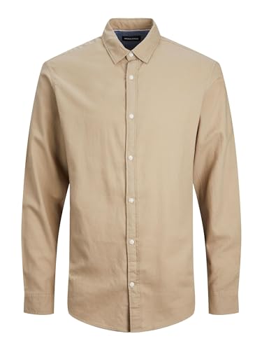 Jack & Jones Herren Hemd Jjegingham Twill Shirt L/S Noos, Crockery/Detail:/Solid/Slim Fit, L Jack & Jones Herren Hemd Jjegingham Twill Shirt L/S Noos, Crockery/Detail:/Solid/Slim Fit, L von JACK & JONES