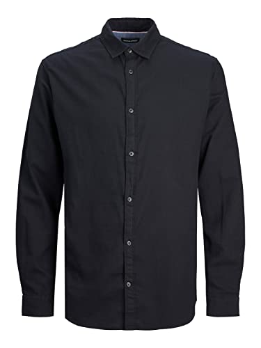 Jack & Jones Herren Hemd Jjegingham Twill Shirt L/S Noos, Black/Detail:/Solid/Slim Fit, M Jack & Jones Herren Hemd Jjegingham Twill Shirt L/S Noos, Black/Detail:/Solid/Slim Fit, M von JACK & JONES