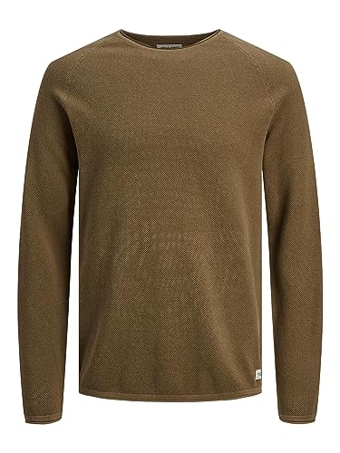 JACK & JONES Herren Strickpullover Rundhals Basic Langarm Sweater Baumwolle Shirt JJEHILL, Farben:Mittelbraun,Größe Pullover:XXL von JACK & JONES