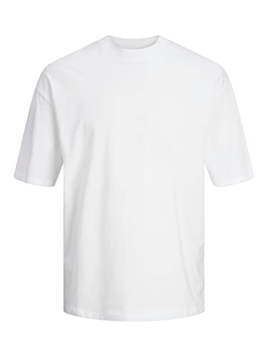Jack & Jones Herren Rundhals T-Shirt JJETIMO - Relaxed Fit S M L XL XXL Schwarz Weiss Braun Grün Baumwolle, Größe:M, Farbe:White 12234745 von JACK & JONES