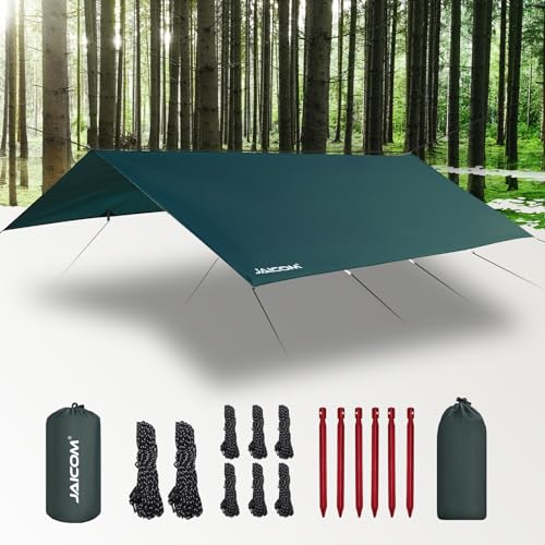 JAICOM Tarp Wasserdicht - 3x4M Camping Zeltplane, Ultraleicht und Tragbar, UV-Schutz & Schnee & Regen, Mit Ösen, Nylonseile, Aluminiumstifte, für Hängematten, Outdoor-Aktivitäten, Terrassen JAICOM Tarp Wasserdicht - 3x4M Camping Zeltplane, Ultraleicht und Tragbar, UV-Schutz & Schnee & Regen, Mit Ösen, Nylonseile, Aluminiumstifte, für Hängematten, Outdoor-Aktivitäten, Terrassen von JAICOM