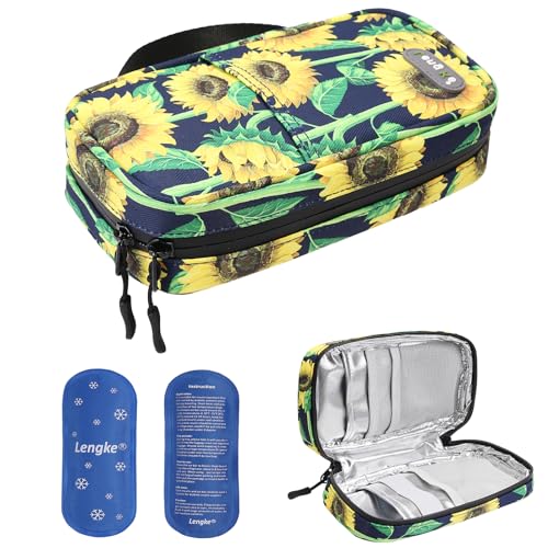 JAKAGO Wasserdichter Insulin Kühltasche Reisekoffer, Leichter und Super Starker Lsolierungs-Insulin-Stift-Fall, Medizinische Kühltasche für Insulin-Stifte, Medikament (Sunflower) von JAKAGO