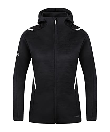 JAKO Damen Freizeitjacke Challenge mit Kapuze, Schwarz-Meliert/Weiß, 42 JAKO Damen Freizeitjacke Challenge mit Kapuze, Schwarz-Meliert/Weiß, 42 von JAKO