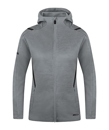 JAKO Damen Freizeitjacke Challenge mit Kapuze, Steingrau-Meliert/Schwarz, 40 JAKO Damen Freizeitjacke Challenge mit Kapuze, Steingrau-Meliert/Schwarz, 40 von JAKO