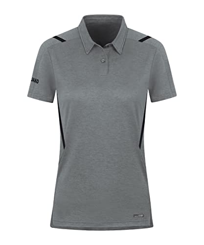 JAKO Damen Poloshirt Challenge, Steingrau-Meliert/Schwarz, 42 von JAKO