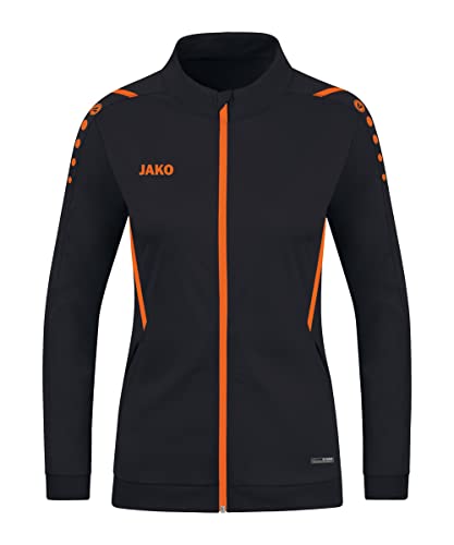 JAKO Damen Polyesterjacke Challenge, Schwarz/Neonorange, 34 von JAKO