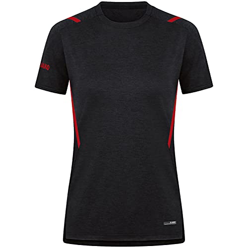 JAKO Damen T-Shirt Challenge, Schwarz-Meliert/Rot, 42 von JAKO