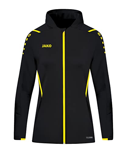 JAKO Damen Kapuzenjacke Challenge, Schwarz/Citro, 36 JAKO Damen Kapuzenjacke Challenge, Schwarz/Citro, 36 von JAKO