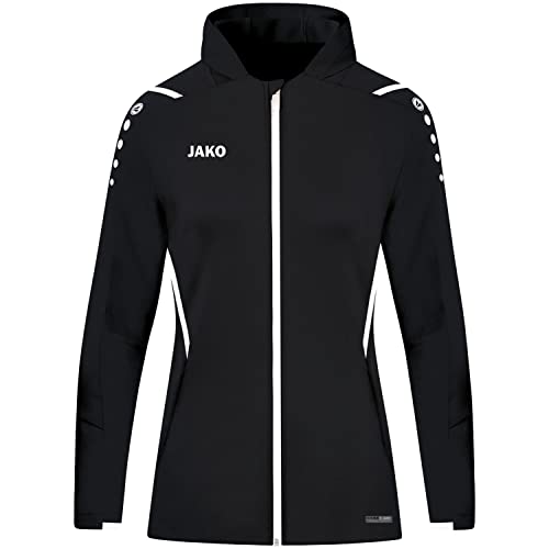 JAKO Damen Kapuzenjacke Challenge, Schwarz/Weiß, 36 von JAKO