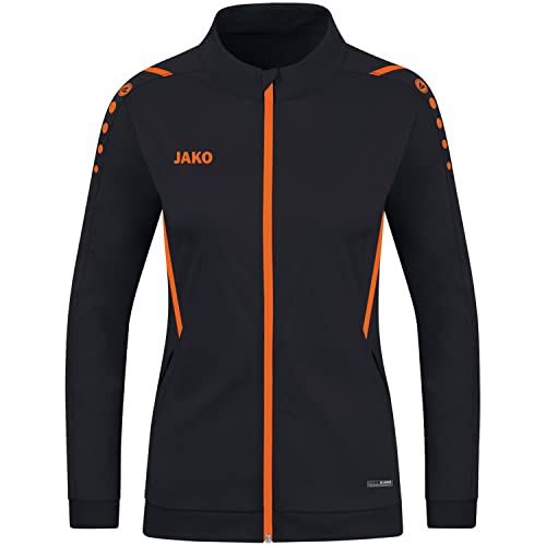 JAKO Damen polyesterjas Polyesterjacke Challenge, schwarz/neonorange, 40 EU von JAKO