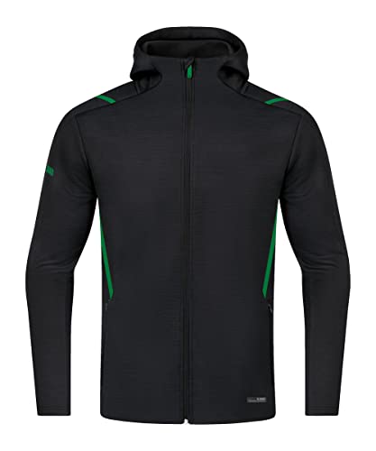 JAKO Herren Freizeitjacke Challenge mit Kapuze, Schwarz-Meliert/Sportgrün, XL JAKO Herren Freizeitjacke Challenge mit Kapuze, Schwarz-Meliert/Sportgrün, XL von JAKO