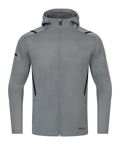 JAKO Herren Freizeitjacke Challenge mit Kapuze, Steingrau-Meliert/Schwarz, XL von JAKO