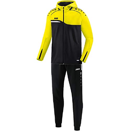 JAKO Herren Trainingsanzug Polyester Competition 2.0 mit Kapuze, schwarz/neongelb, M, M9418 von JAKO