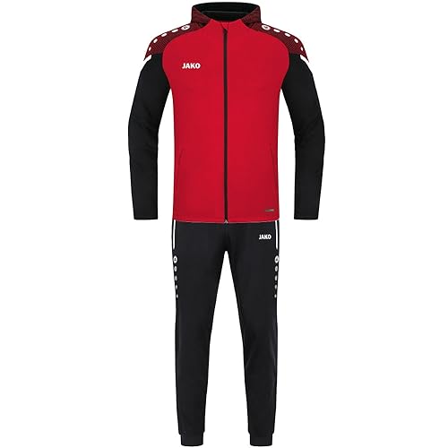 JAKO Herren Trainingsanzug Polyester Performance mit Kapuze, Rot/Schwarz, 3XL von JAKO