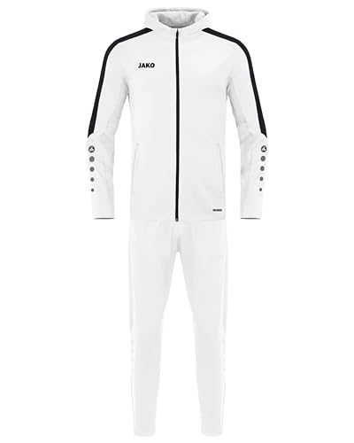 JAKO Herren Trainingsanzug Polyester Power mit Kapuze, Weiß, L JAKO Herren Trainingsanzug Polyester Power mit Kapuze, Weiß, L von JAKO