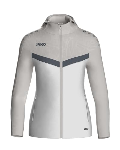 JAKO ICONIC Kapuzenjacke Gr. 34 Weiß/Soft Grey/Anthra Light - Zipper Hoodie Damen, Bequeme Sweatjacke mit Keep Dry Funktion aus 100% recyceltem Polyester JAKO ICONIC Kapuzenjacke Gr. 34 Weiß/Soft Grey/Anthra Light - Zipper Hoodie Damen, Bequeme Sweatjacke mit Keep Dry Funktion aus 100% recyceltem Polyester von JAKO
