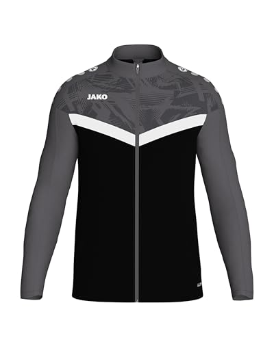 JAKO ICONIC Unisex Polyesterjacke Gr. 164 Schwarz/Anthrazit - Atmungsaktive Kinder Trainingsjacke Jungen und Mädchen im modernen Design, 100% recyceltes Polyester von JAKO