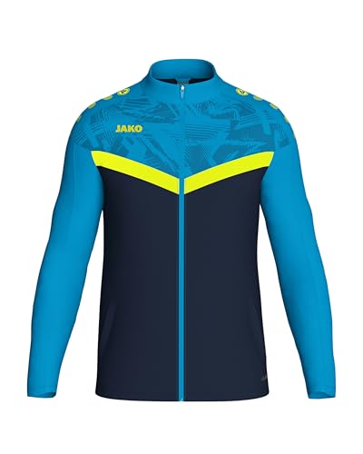 JAKO ICONIC Unisex Polyesterjacke Gr. M Marine/JAKO Blau/Neongelb - Atmungsaktive Trainingsjacke Herren und Damen im modernen Design, 100% recyceltes Polyester von JAKO