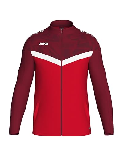 JAKO ICONIC Unisex Polyesterjacke Gr. XL Rot/Weinrot - Atmungsaktive Trainingsjacke Herren und Damen im modernen Design, 100% recyceltes Polyester von JAKO