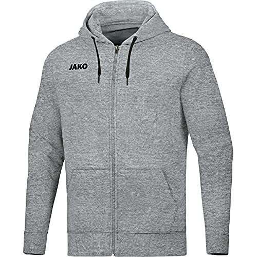 JAKO Unisex Kinder Basis Kapuzenjacke, hellgrau meliert, 152 EU von JAKO