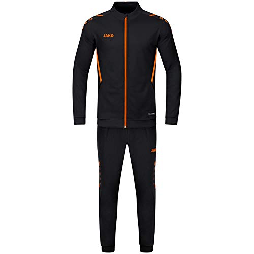 JAKO Kinder Trainingsanzug Polyester Challenge, Schwarz/Neonorange, 116 von JAKO