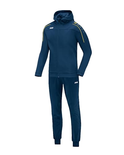 JAKO Trainingsanzug Kinder Polyester Classico mit Kapuze Nightblue/Citro Gr. 140 - Jogginganzug 2-teilig für Sport und Alltag, Jogginghose & Trainingsjacke von JAKO