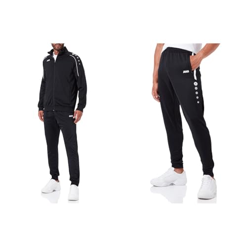 JAKO Trainingsanzug Herren Classico Schwarz M & Unisex Kinder Trainingshose Active Hose, Navy/Weiß, M EU JAKO Trainingsanzug Herren Classico Schwarz M & Unisex Kinder Trainingshose Active Hose, Navy/Weiß, M EU von JAKO
