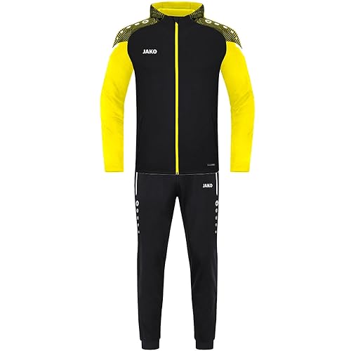 JAKO Kinder Trainingsanzug Polyester Performance mit Kapuze, Schwarz/Soft Yellow, 152 von JAKO