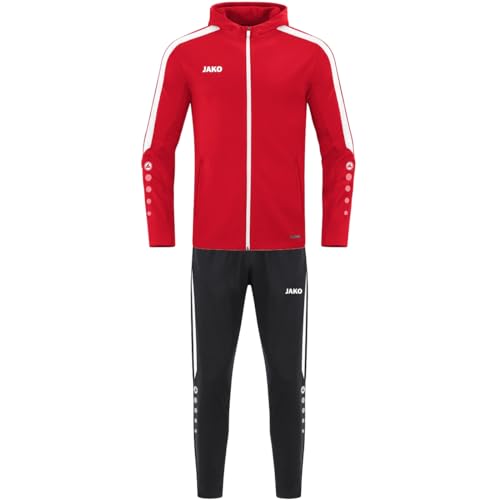 JAKO Kinder Trainingsanzug Polyester Power mit Kapuze, Rot, 152 von JAKO