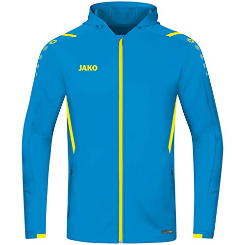 JAKO Unisex Kinder met capuchon Trainingsjacke Challenge mit Kapuze, Jako Blau/Neongelb, 152 EU von JAKO