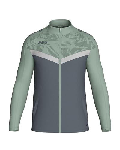 JAKO ICONIC Unisex Polyesterjacke Gr. L Anthra Light/Mintgrün/Soft Grey - Atmungsaktive Trainingsjacke Herren und Damen im modernen Design, 100% recyceltes Polyester von JAKO