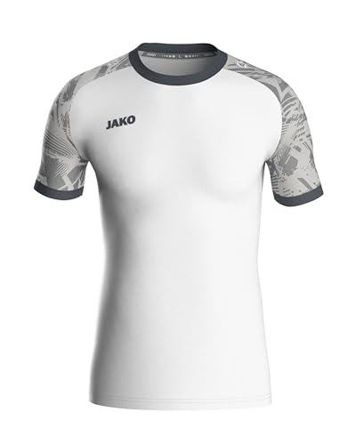 JAKO ICONIC Trikot Unisex Weiß, Soft Grey, Anthra Light, Gr. XXL - Nachhaltiges Sport Shirt kurzarm aus 100% recyceltem Polyester, Feuchtigkeitstransportierend von JAKO