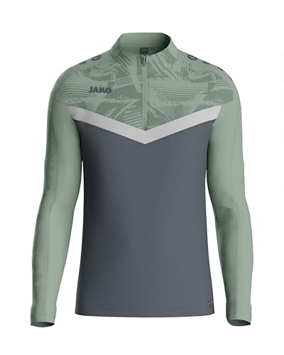 JAKO Ziptop Herren und Damen Iconic Gr. XXL Anthra Light/Mintgrün/Soft Grey - Atmungsaktives Unisex Sport Sweatshirt mit Keep Dry Funktion und wärmender, weicher Fleece-Innenseite von JAKO