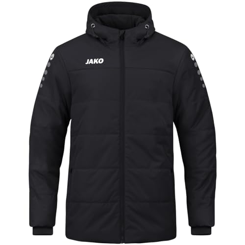 JAKO Kinder Coachjacke Team mit Kapuze, Schwarz, 140 von JAKO