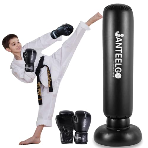 Boxsack für Kinder mit Boxhandschuhen: JanTeelGO 150cm Aufblasbarer Boxsack Kinder Stehend Geschenke für Jungen und Mädchen Alter von 3–12 Jahren Üben von Karate, Taekwondo, MMA Boxsack für Kinder mit Boxhandschuhen: JanTeelGO 150cm Aufblasbarer Boxsack Kinder Stehend Geschenke für Jungen und Mädchen Alter von 3–12 Jahren Üben von Karate, Taekwondo, MMA von JANTEELGO