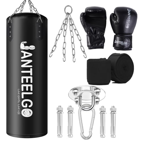 Boxsack Hängender Typ und Ungefüllter Boxsack Erwachsene JanTeelGO 100cm Langlebig PU-Leder mit Montagekette und Deckenhaken für MännerDamen Jugendliche,MMA Kickboxing Muay Thai Karate Schwarz Boxsack Hängender Typ und Ungefüllter Boxsack Erwachsene JanTeelGO 100cm Langlebig PU-Leder mit Montagekette und Deckenhaken für MännerDamen Jugendliche,MMA Kickboxing Muay Thai Karate Schwarz von JANTEELGO