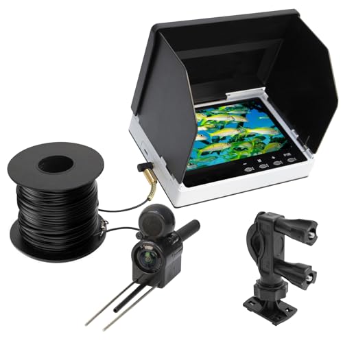 Unterwasserkamera Angeln, Fishfinder, IP67 Wasserdichter Tragbarer Fischfinder mit 5 Zoll IPS Display, 200° Weitwinkel Infrarot Nachtsicht Fischfinder mit Sonnenblende für EIS, Fluss und Boot von JAOGAUS