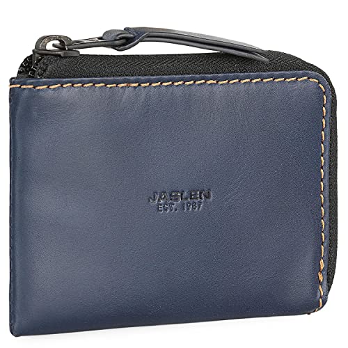 JASLEN - Geldbeutel & Schlüsseltasche Klein - Schlüsseletui Schlüsseltasche - Schlüsseletui Leder - Autoschlüssel Tasche - Schlüssel Etui 205644, Marineblau-Kamel von JASLEN