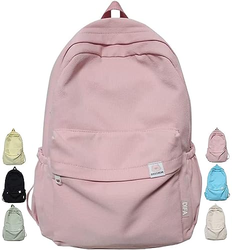 SchulrucksäCke Rucksack Teenager MäDchen Jungen Aesthetic School Bag Kawaii Cute Backpacks, Rucksack für Die Schule, Schultaschen Casual Daypacks (Rosa) von JASUBAI